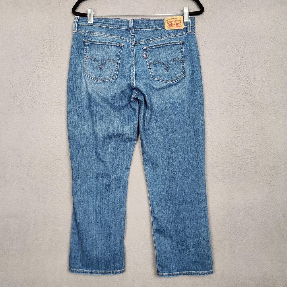 Levis Jeans Womens 29 Blue Mid Rise Straight Crop Stretch Denim Measure 33X25 - Picture 2 of 16